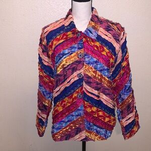Vintage Alex Kim Colorful Patchwork Button Up Jacket
